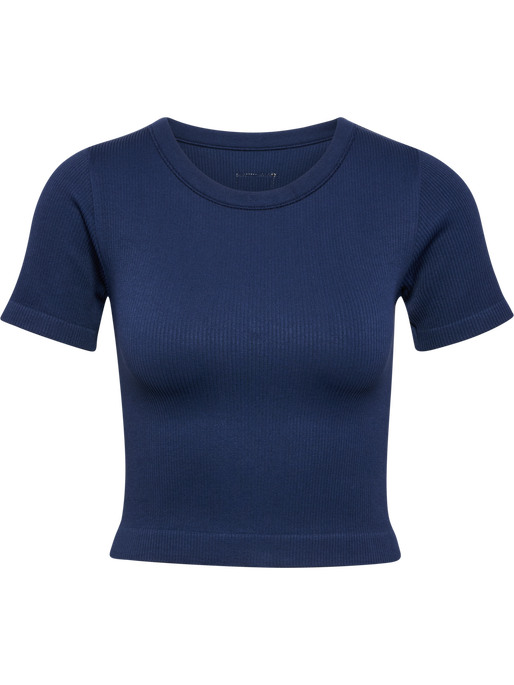 hmlPULSE SEAMLESS RIB W T-SHIRT S/S, DRESS BLUES, packshot