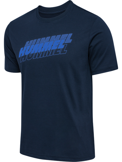 hmlGRAPHIC TRIPLE LOGO COTTON TEE, DRESS BLUES, packshot
