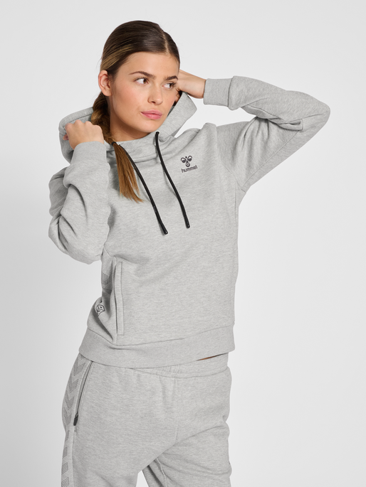 hmlOFFGRID HOODIE WO, GREY MELANGE, model