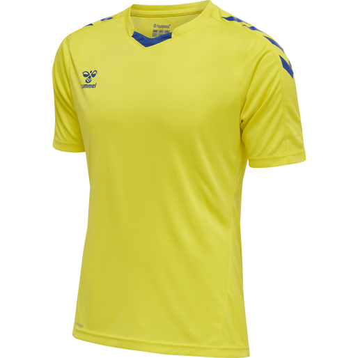 hmlCORE XK POLY JERSEY S/S, BLAZING YELLOW/TRUE BLUE, packshot