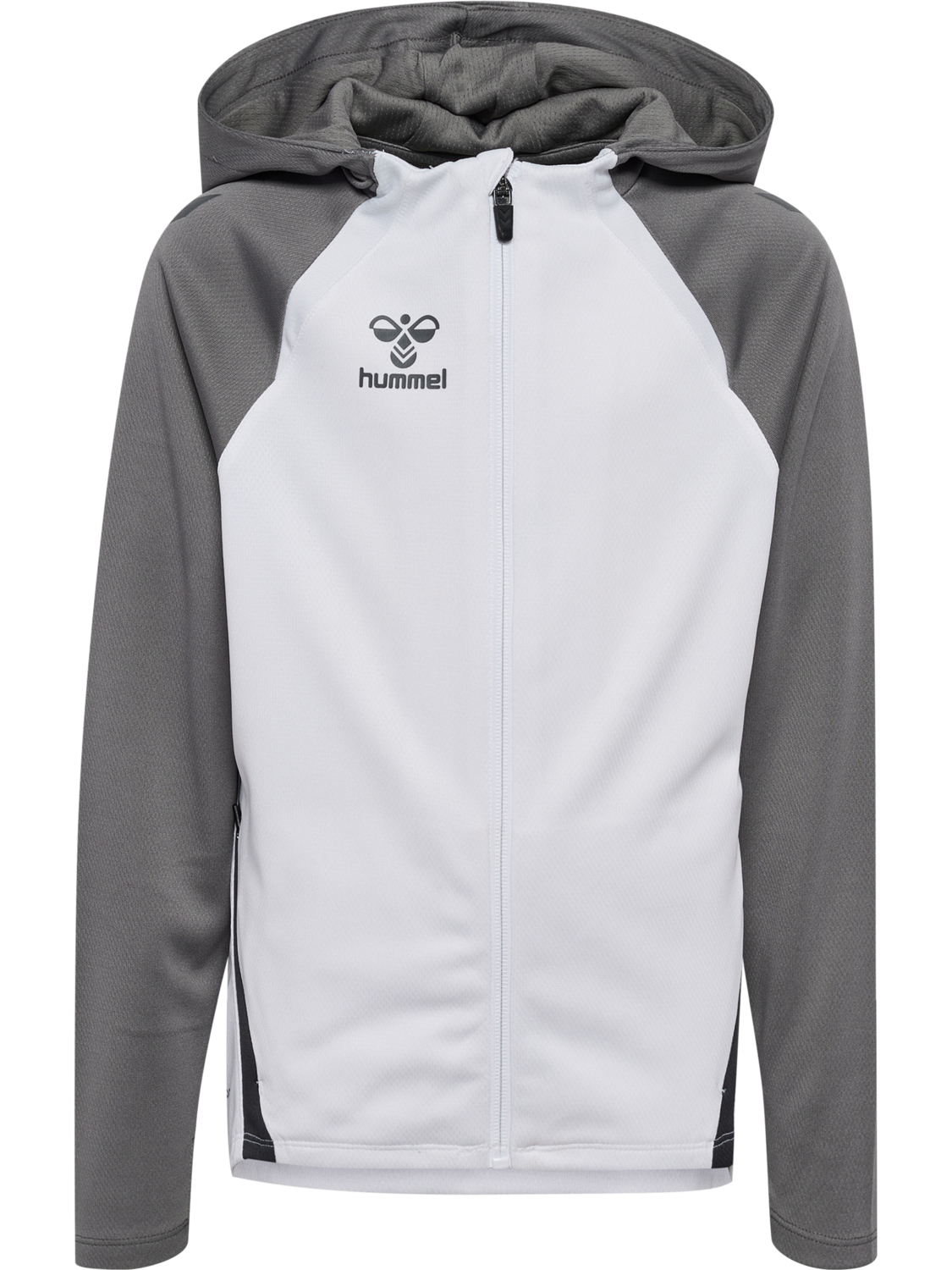 hmlLEAD 2.0 ZIP HOODIE KIDS, WHITE/STEEL GRAY, packshot