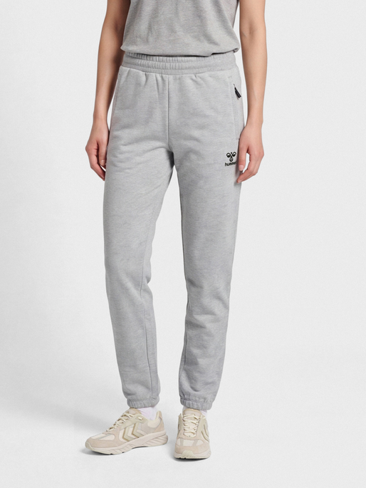 hmlMOVE GRID COTTON PANTS WOMAN, GREY MELANGE, model