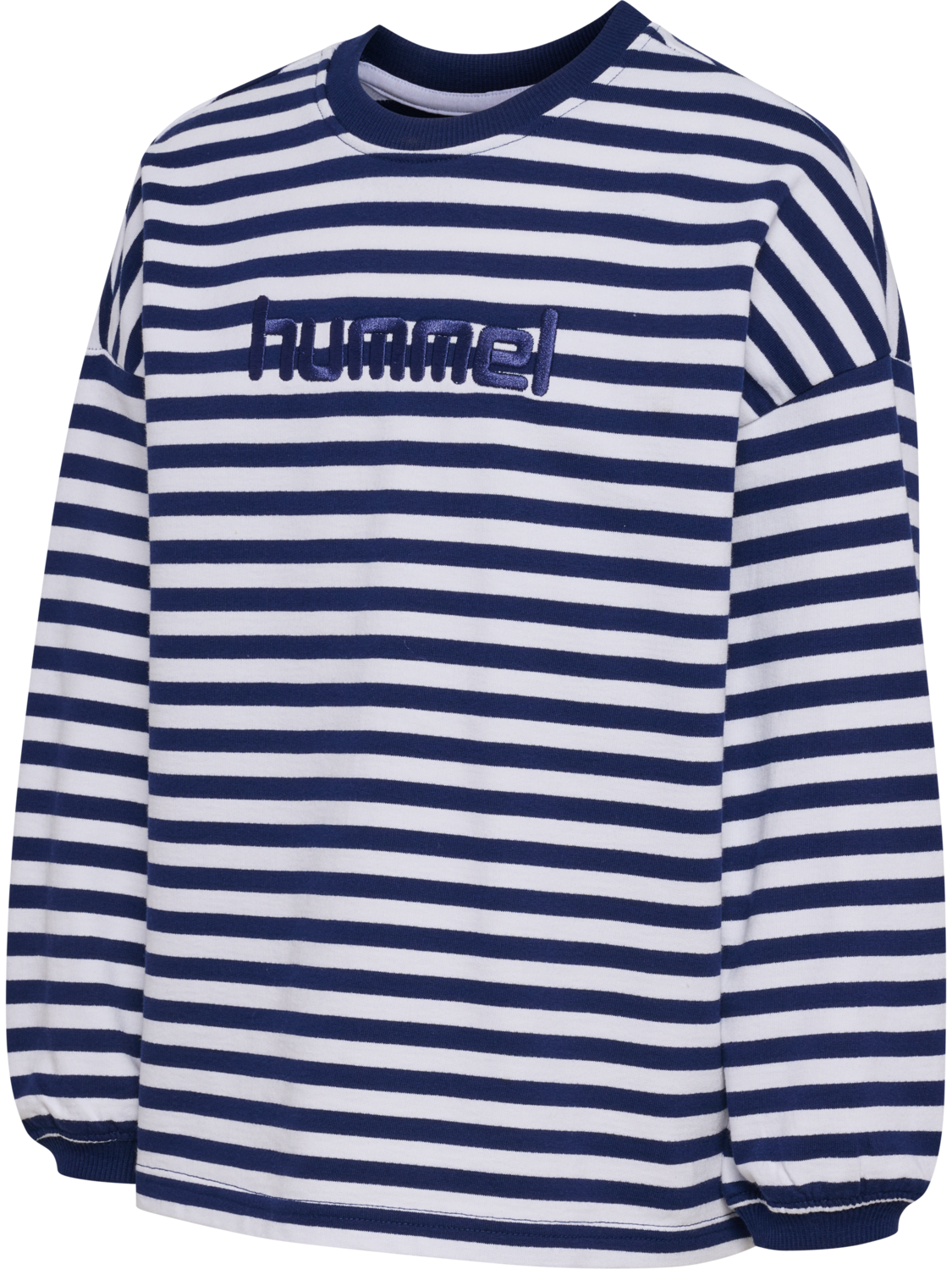 hmlJR GEGGO STRIPE SWEATSHIRT, MEDIEVAL BLUE, packshot