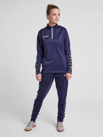 hmlAUTHENTIC HALF ZIP SWEATSHIRT WOMAN, MARINE, model