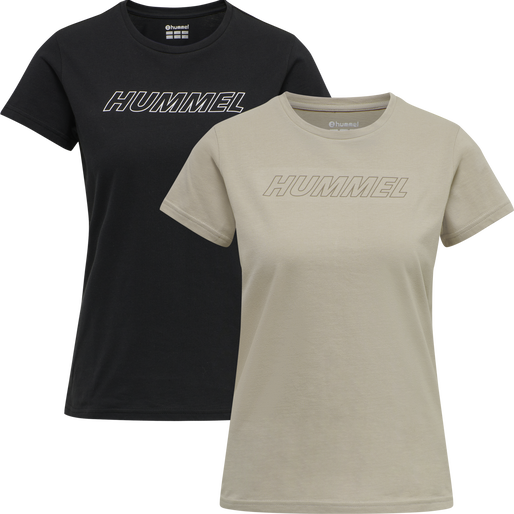 hmlTE CALI 2-PACK COTTON T-SHIRT, BLACK/CHATEAU GREY, packshot