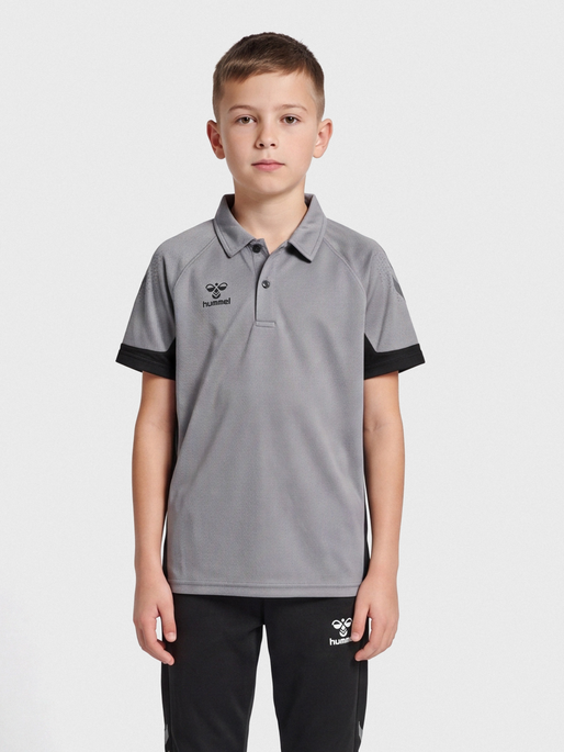 hmlLEAD FUNCTIONAL KIDS POLO, GREY MELANGE, model