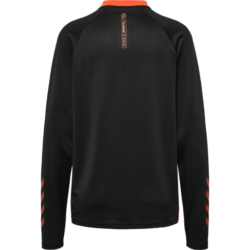 hmlGG12 ACTION HALF ZIP SWEAT WOMAN, BLACK/CHERRY TOMATO, packshot