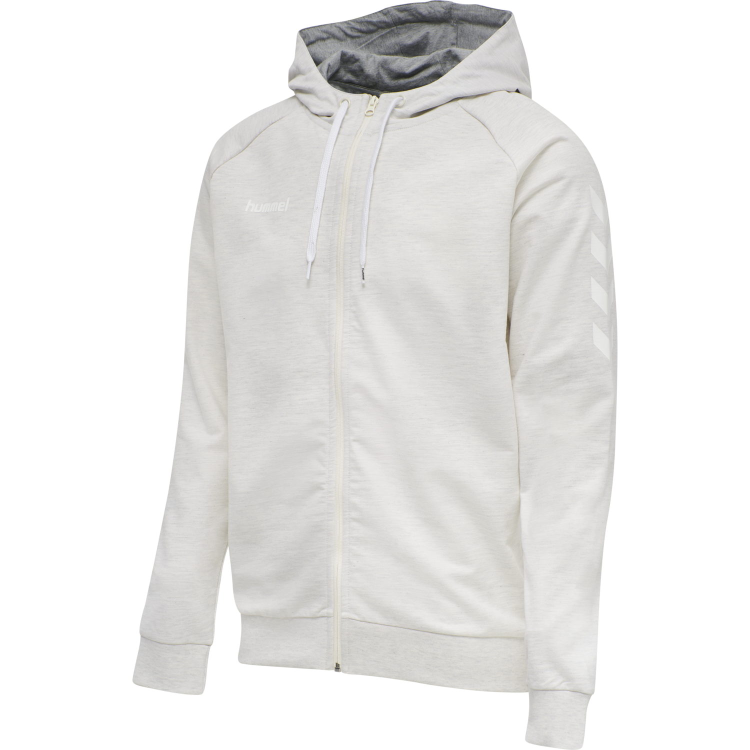 HUMMEL GO COTTON ZIP HOODIE, EGRET MELANGE, packshot