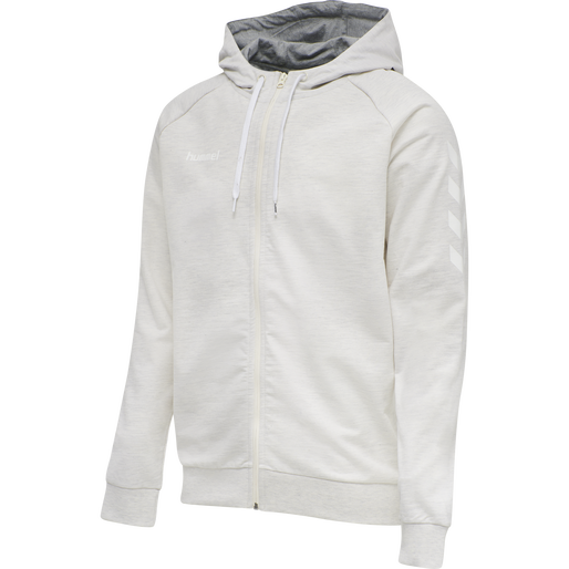 HMLGO COTTON ZIP HOODIE, EGRET MELANGE, packshot