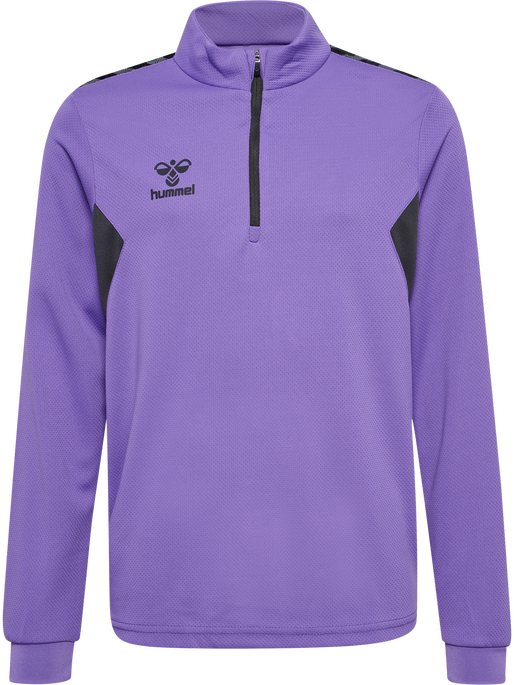 hmlAUTHENTIC HALF ZIP SWEAT KIDS, DAHLIA PURPLE/ASPHALT, packshot
