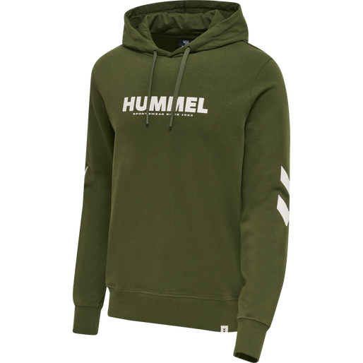 hmlLEGACY LOGO HOODIE, RIFLE GREEN, packshot