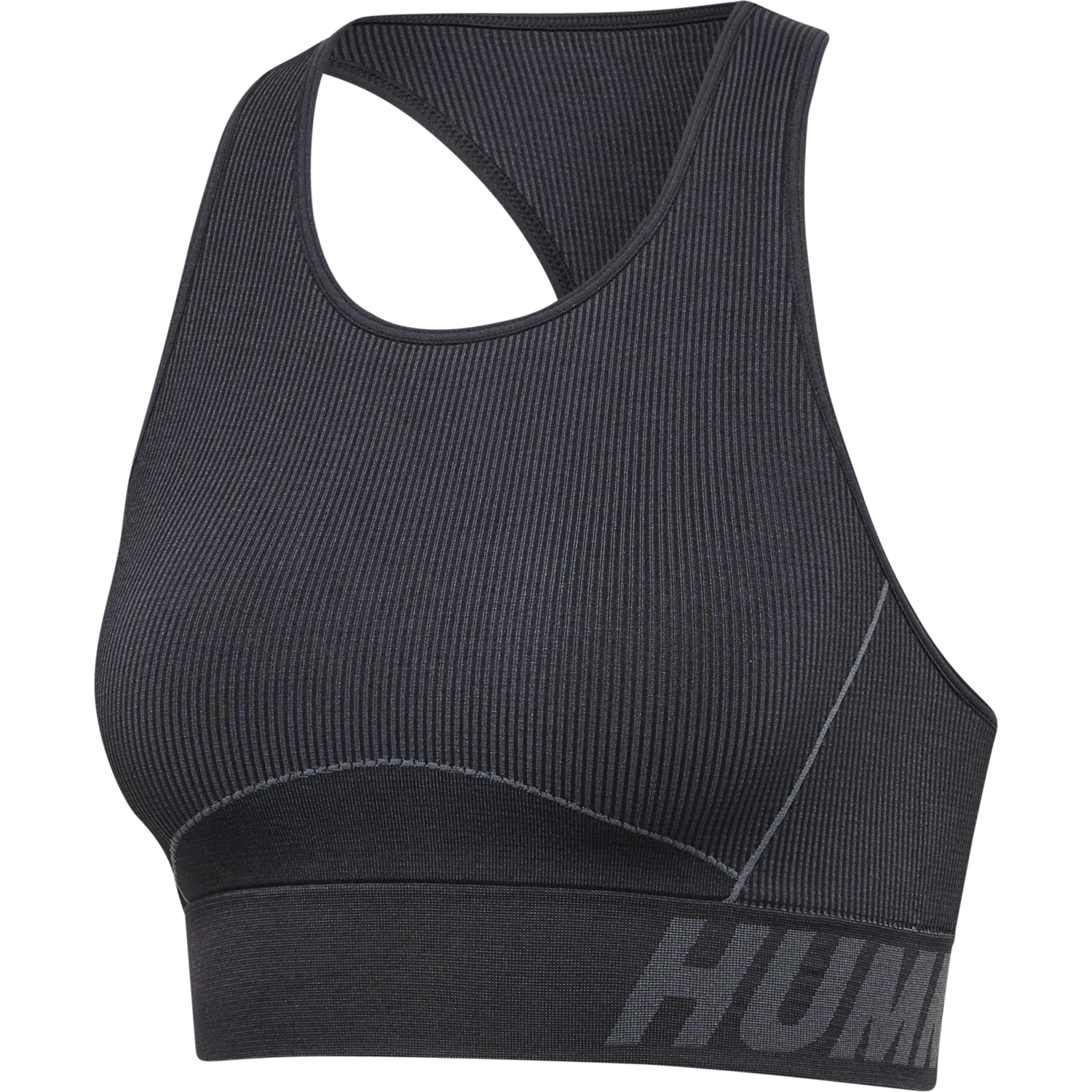 hmlTE CHRISTEL SEAMLESS SPORTS TOP, BLACK/ASPHALT MELANGE, packshot