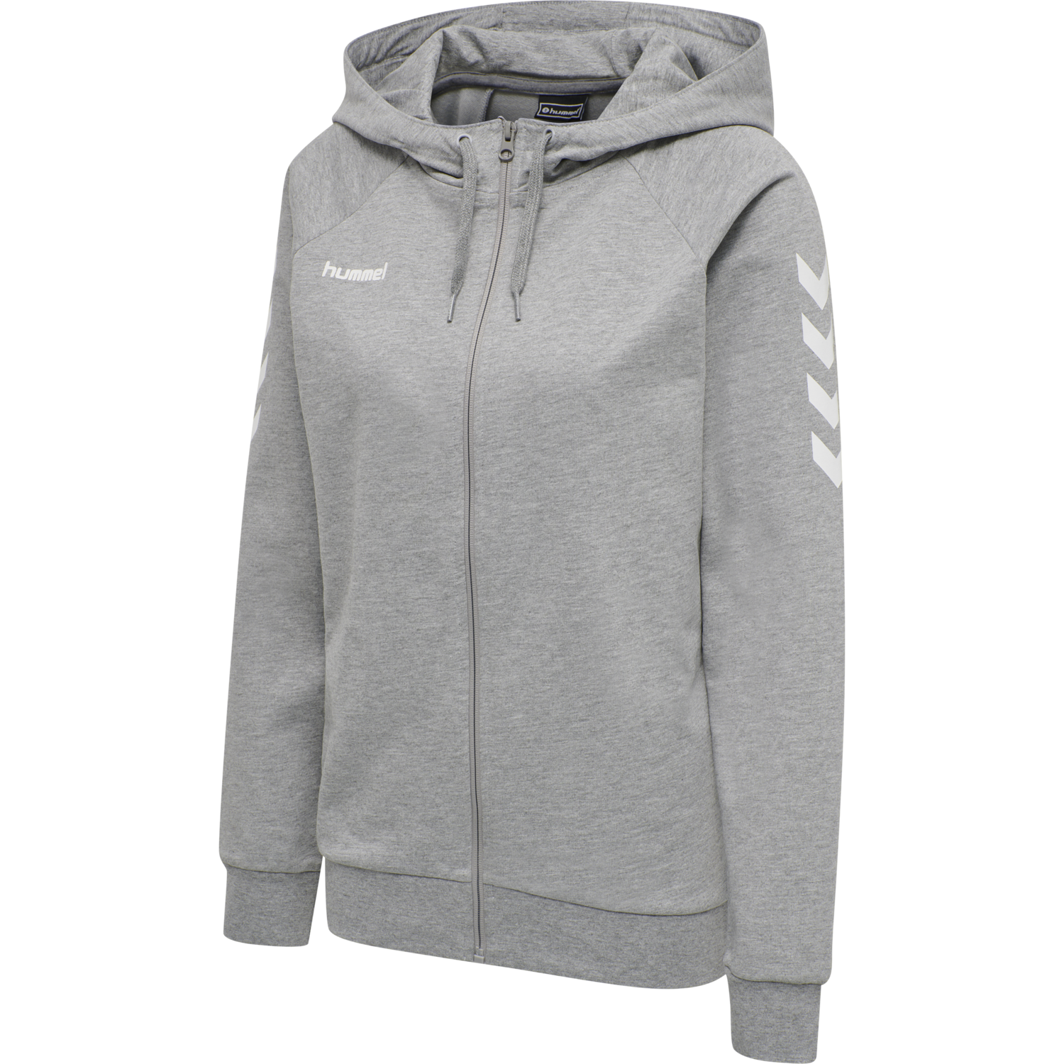 HUMMEL GO COTTON ZIP HOODIE WOMAN, GREY MELANGE, packshot