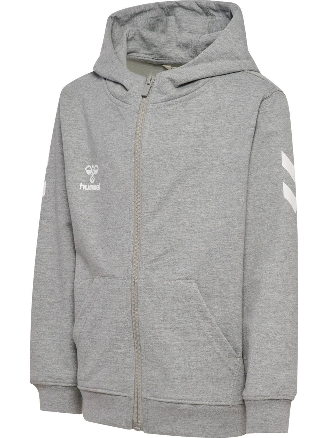hmlGO 2.0 CHEVRON ZIP HOODIE KIDS, GREY MELANGE, packshot