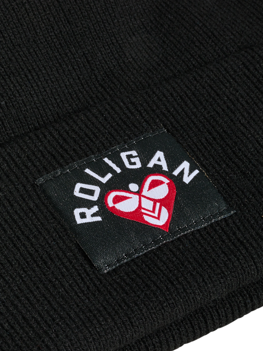 hmlROLIGAN KNITTED BEANIE, BLACK, packshot