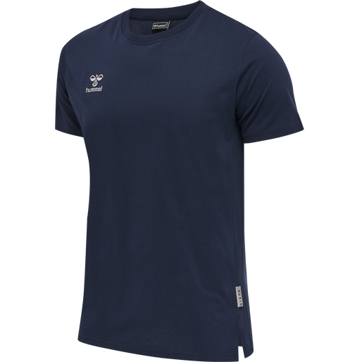 hmlMOVE GRID COTTON T-SHIRT S/S, MARINE, packshot