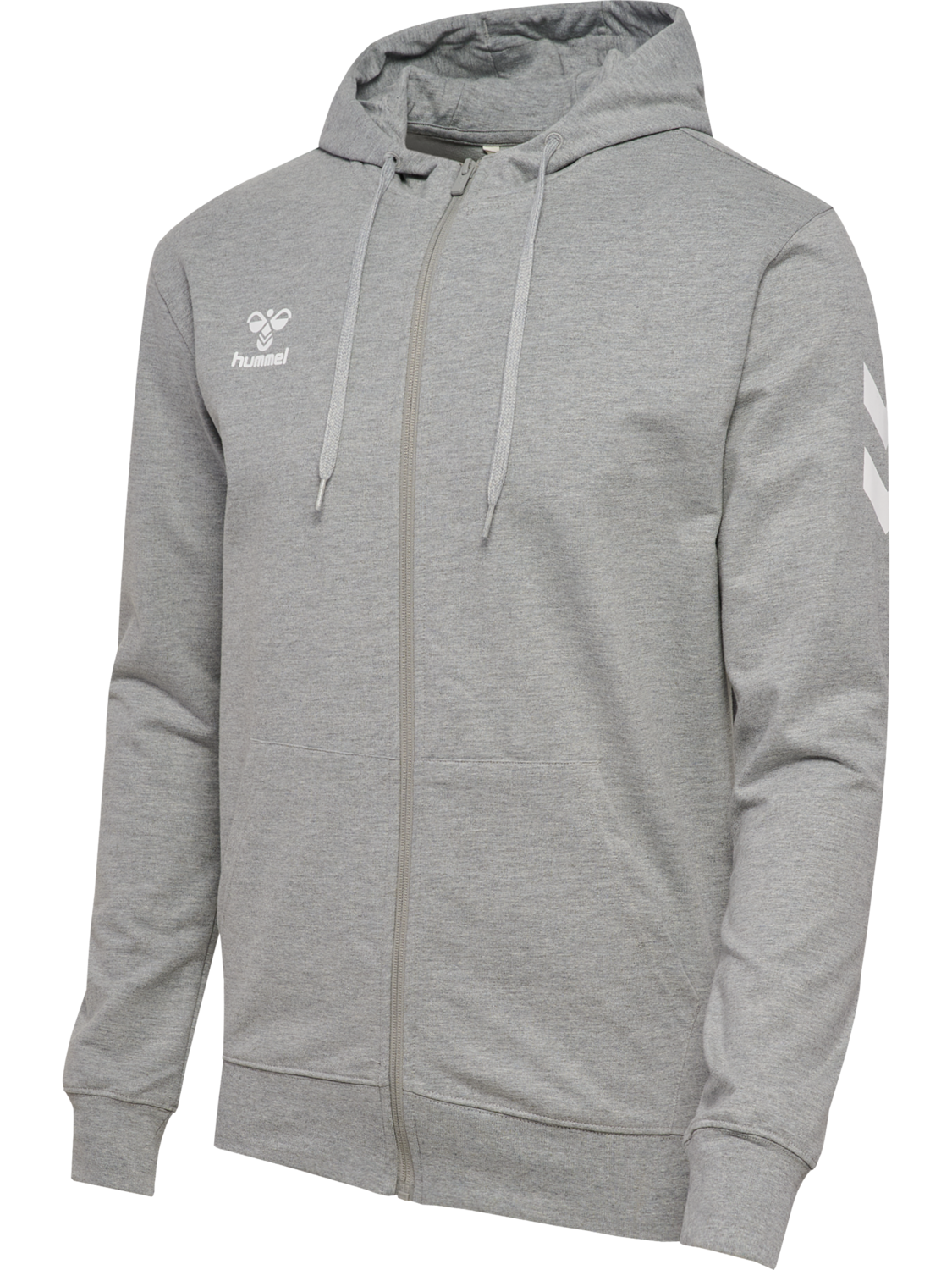 hmlGO 2.0 CHEVRON ZIP HOODIE, GREY MELANGE, packshot