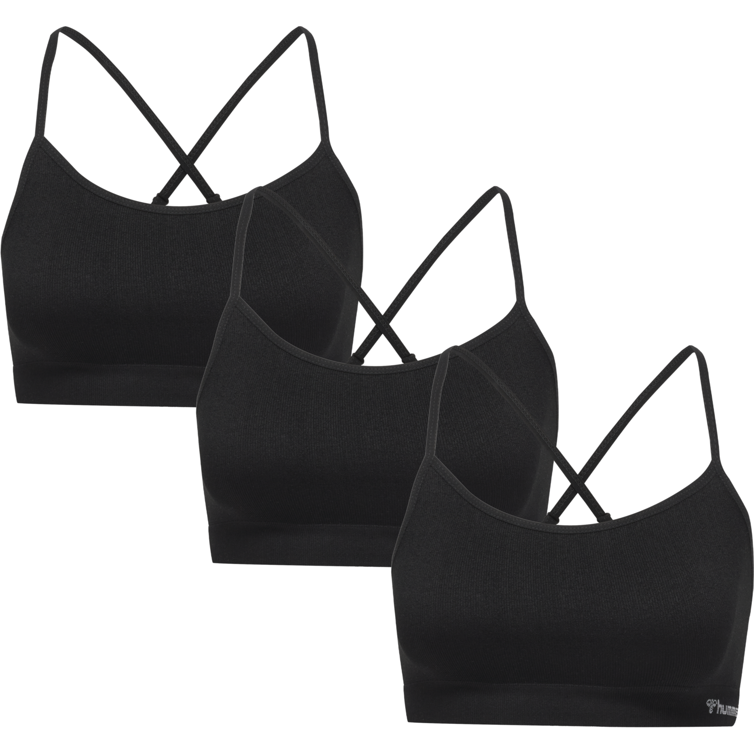 hmlJUNO 3 PACK SEAMLESS BRA, BLACK, packshot