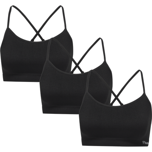 hmlJUNO 3 PACK SEAMLESS BRA, BLACK, packshot