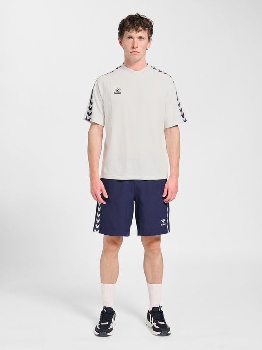 hmlROOT T-SHIRT S/S, BLANC DE BLANC/MARINE, model