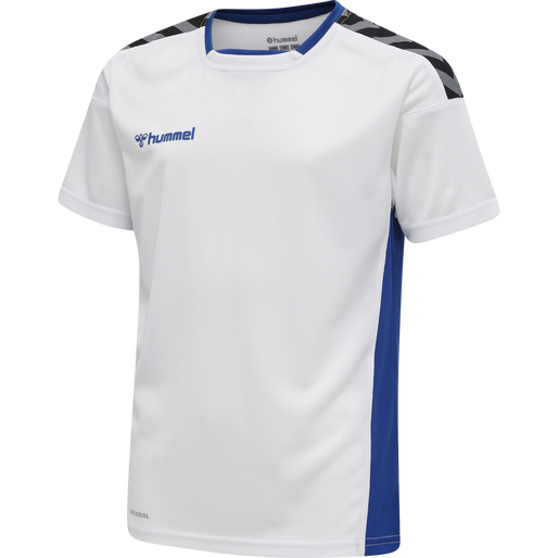 hmlAUTHENTIC KIDS POLY JERSEY S/S, WHITE/TRUE BLUE, packshot