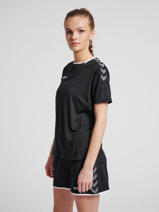 hmlAUTHENTIC POLY JERSEY WOMAN S/S, BLACK/WHITE, model