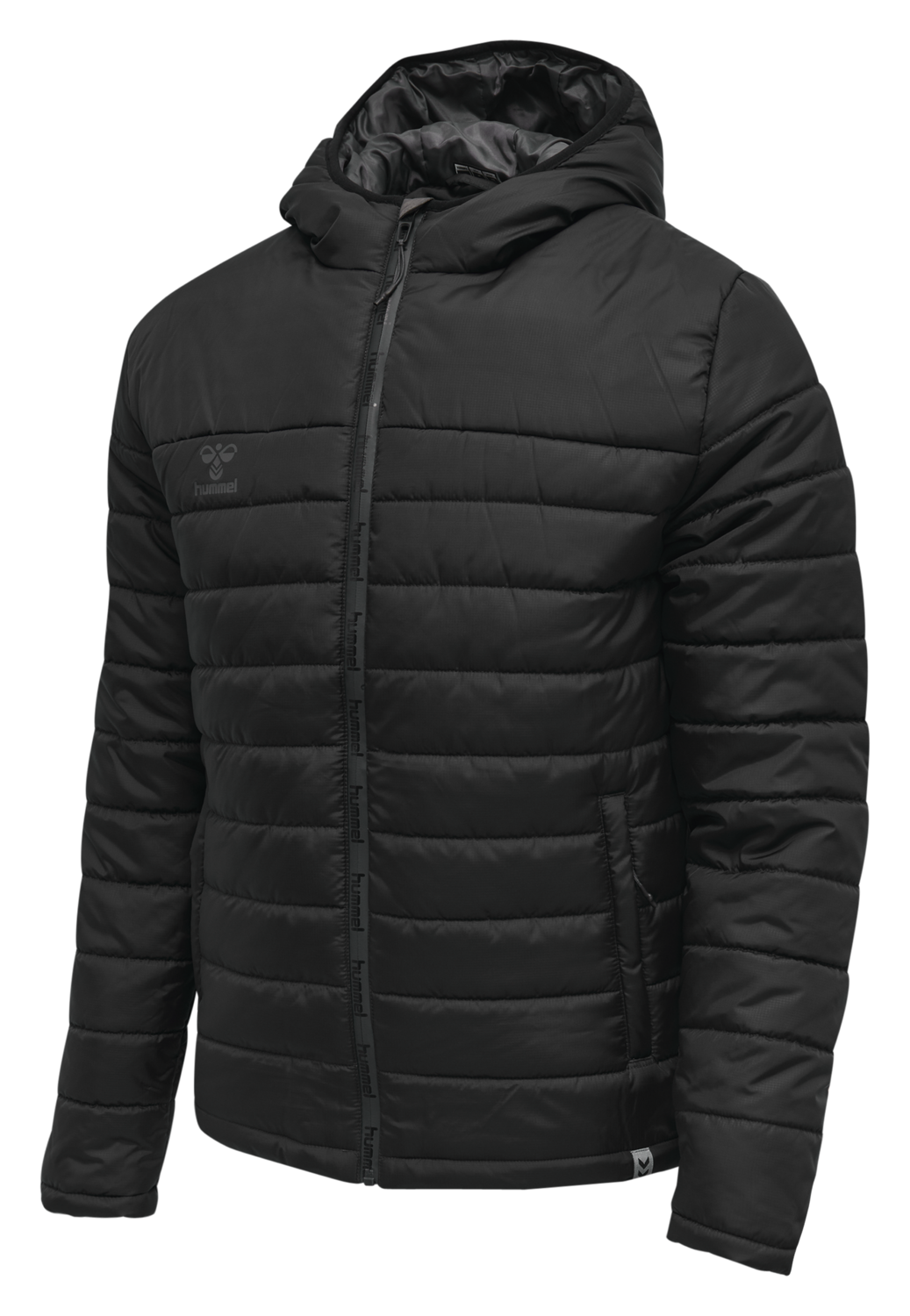 hmlNORTH QUILTED HOOD JACKET, BLACK/ASPHALT, packshot