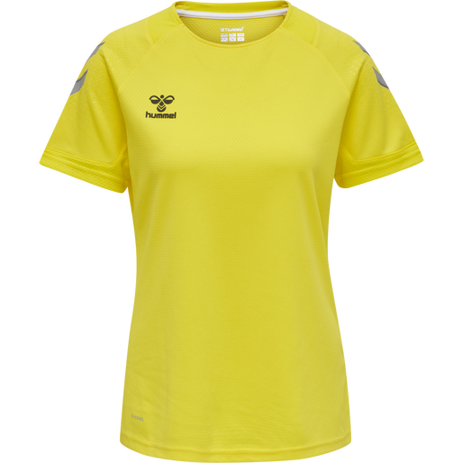 hmlLEAD WOMENS S/S POLY JERSEY, BLAZING YELLOW, packshot