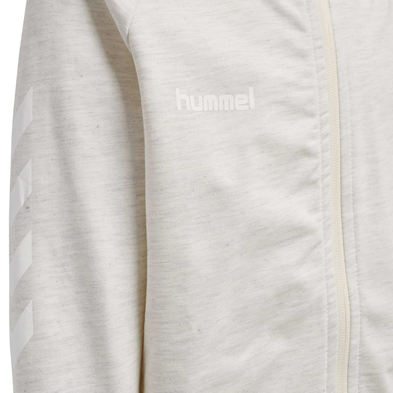 HUMMEL GO COTTON ZIP HOODIE WOMAN, EGRET MELANGE, packshot