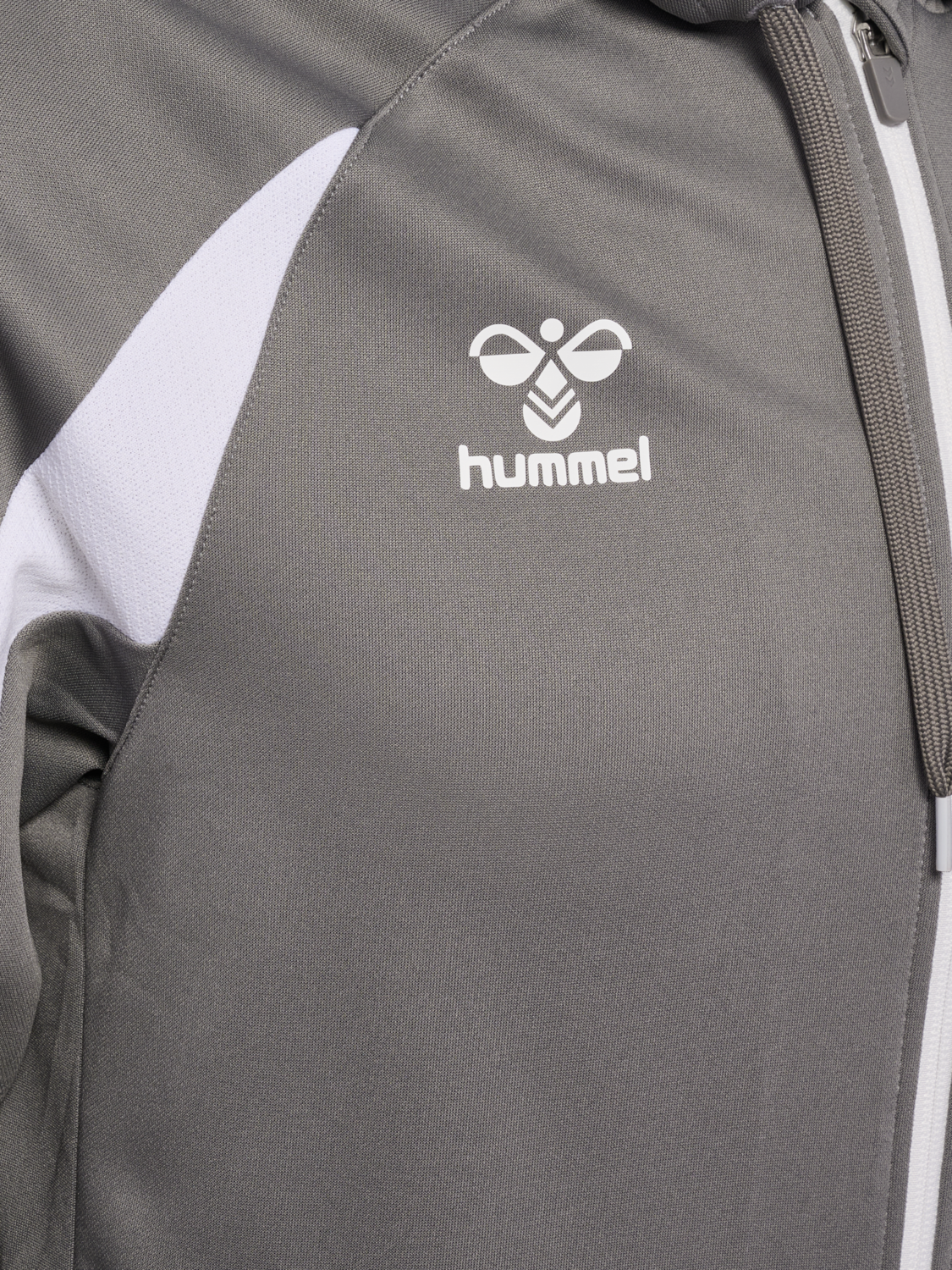 hmlCORE 2.0 ZIP HOODIE, STEEL GRAY/WHITE, packshot