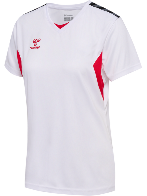 hmlAUTHENTIC PL JERSEY S/S WOMAN, WHITE/TRUE RED, packshot