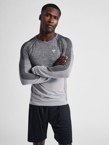 hmlGG12 TRAINING SEAMLESS L/S, BLACK MELANGE, model