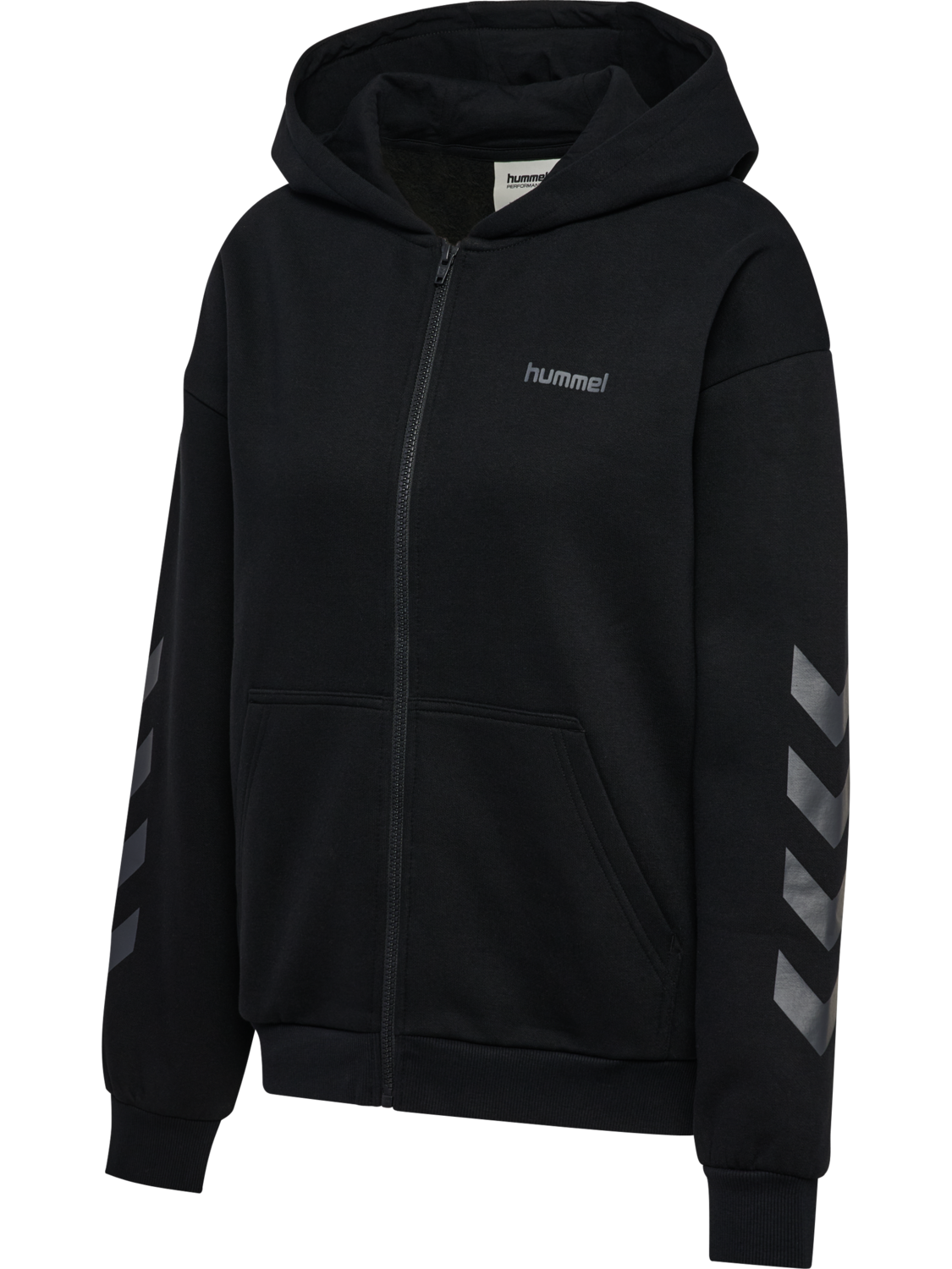 hmlKEEPER CHEVRON W ZIP HOODIE, BLACK, packshot