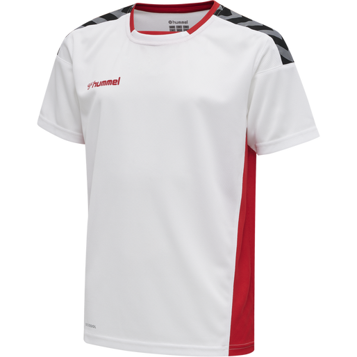 hmlAUTHENTIC KIDS POLY JERSEY S/S, WHITE/TRUE RED, packshot