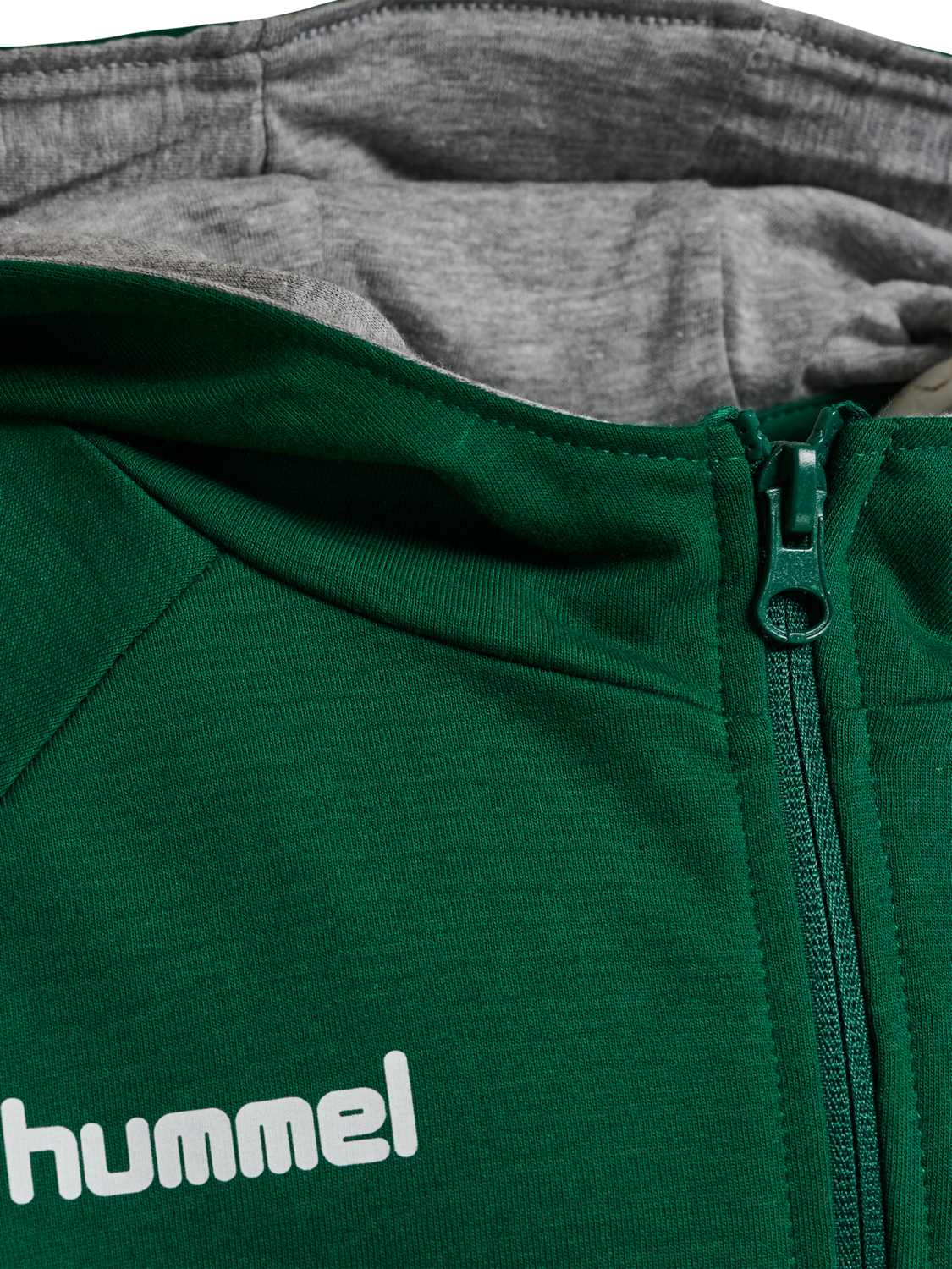 HUMMEL GO KIDS COTTON ZIP HOODIE, EVERGREEN, packshot