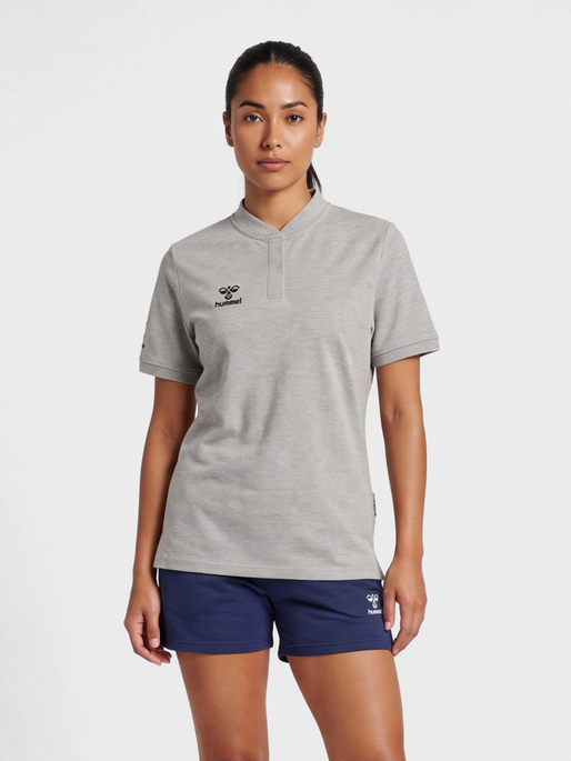 hmlMOVE GRID POLO WOMAN, GREY MELANGE, model