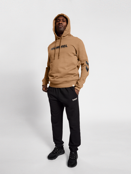 hmlLEGACY LOGO HOODIE, TIGERS EYE, model