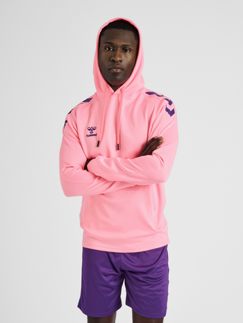 hmlCORE XK POLY SWEAT HOODIE, COTTON CANDY, model