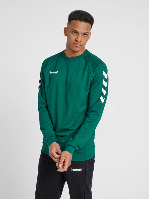 HUMMEL GO COTTON SWEATSHIRT, EVERGREEN, model