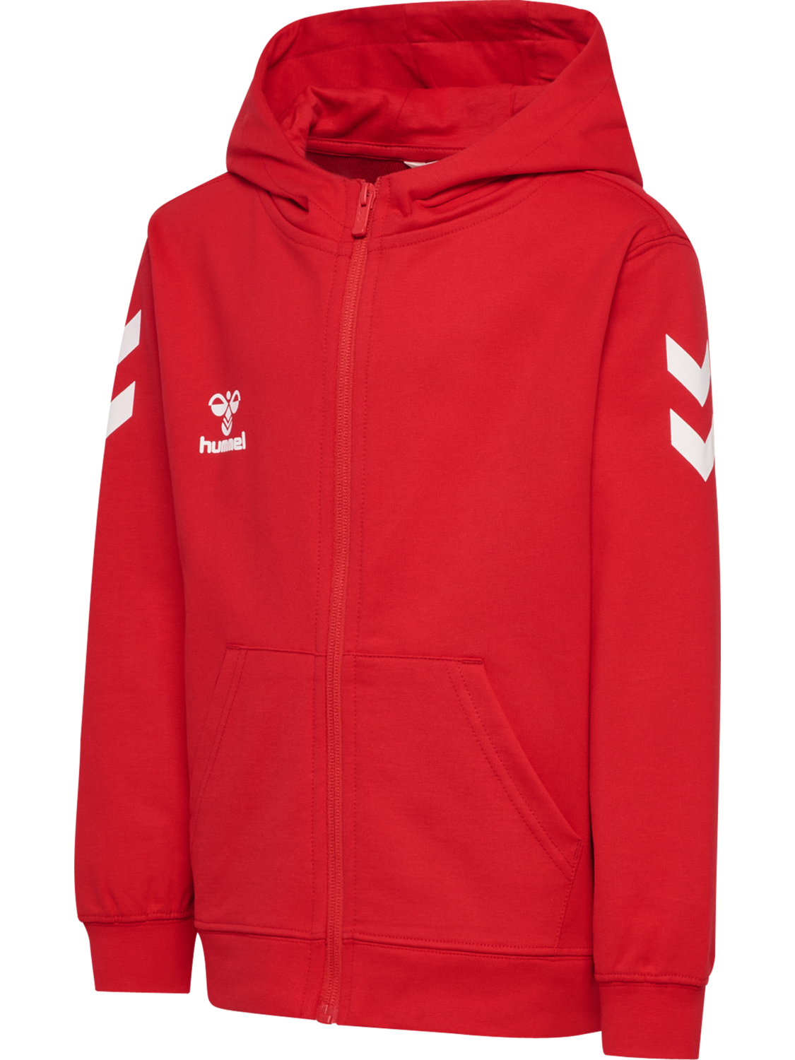 hmlGO 2.0 CHEVRON ZIP HOODIE KIDS, TRUE RED, packshot