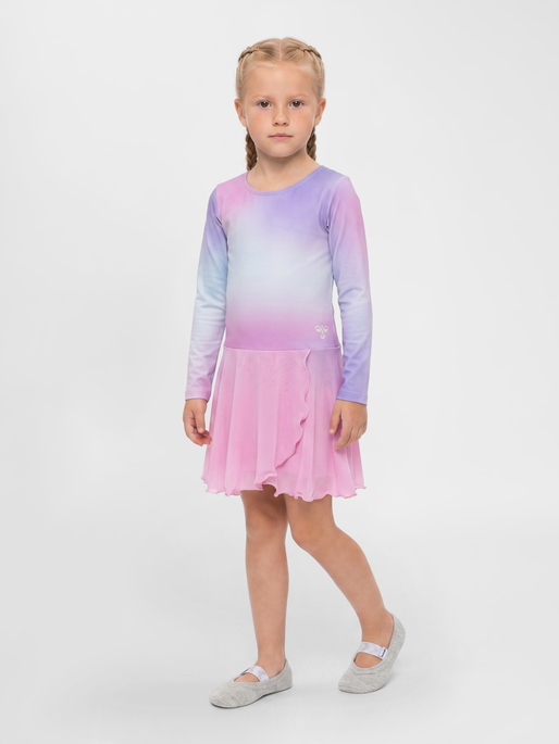 hmlJR GRADIENT SKIRTY GYMSUIT L/S, PASTEL LAVENDER, model