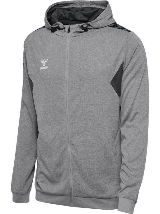 hmlAUTHENTIC PL ZIP HOODIE, GREY MELANGE hmlAUTHENTIC PL ZIP HOODIE, GREY MELANGE, packshot