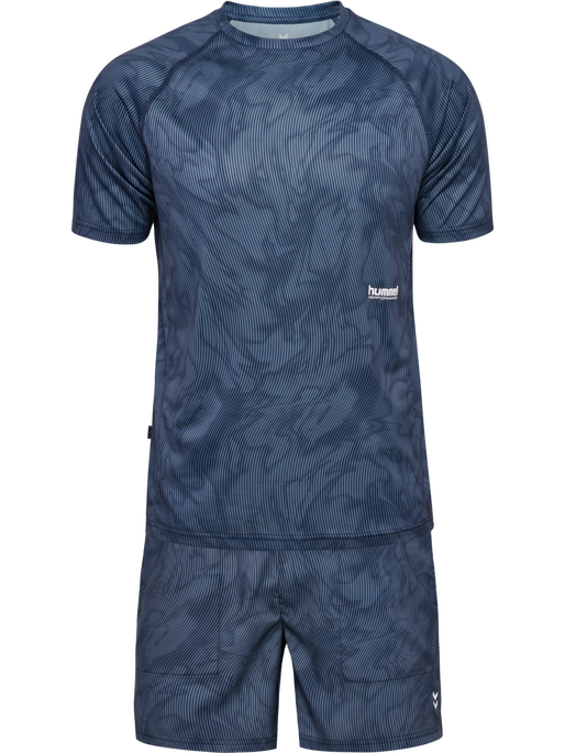 hmlPULSE AOP WORKOUT SHORTS SET, BLUE MIRAGE/DRESS BLUE hmlPULSE AOP WORKOUT SHORTS SET, BLUE MIRAGE/DRESS BLUE, packshot