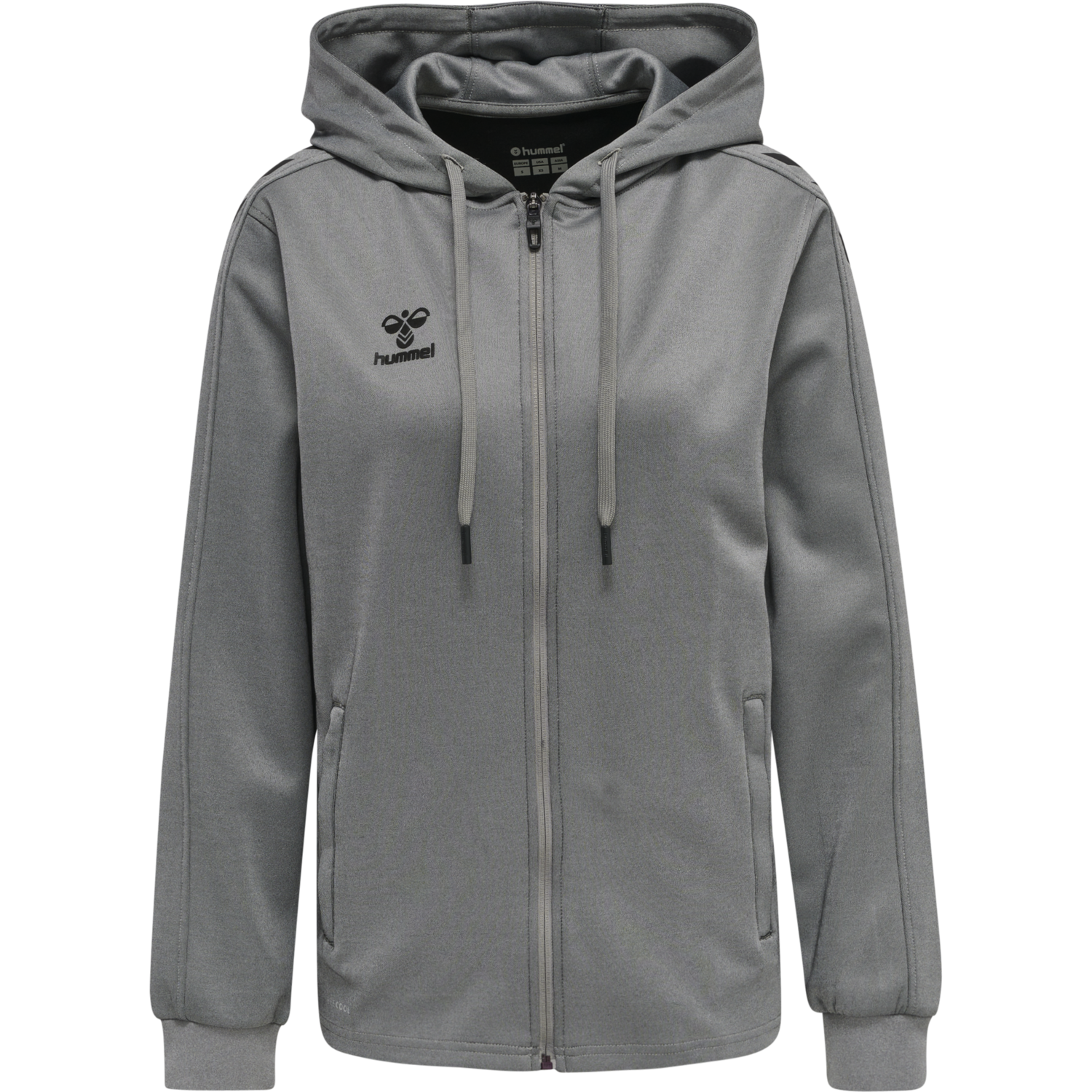 hmlCORE XK POLY ZIP HOOD SWEAT WOMA, GREY MELANGE, packshot