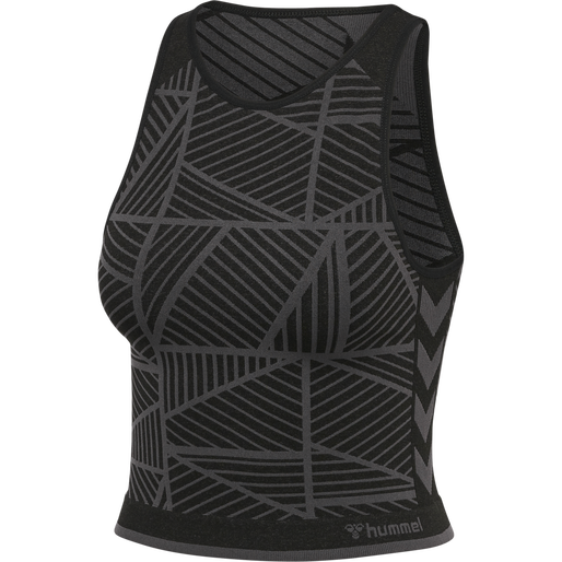 hmlMT ENERGY SEAMLESS CROP TOP, BLACK/ASPHALT MELANGE, packshot
