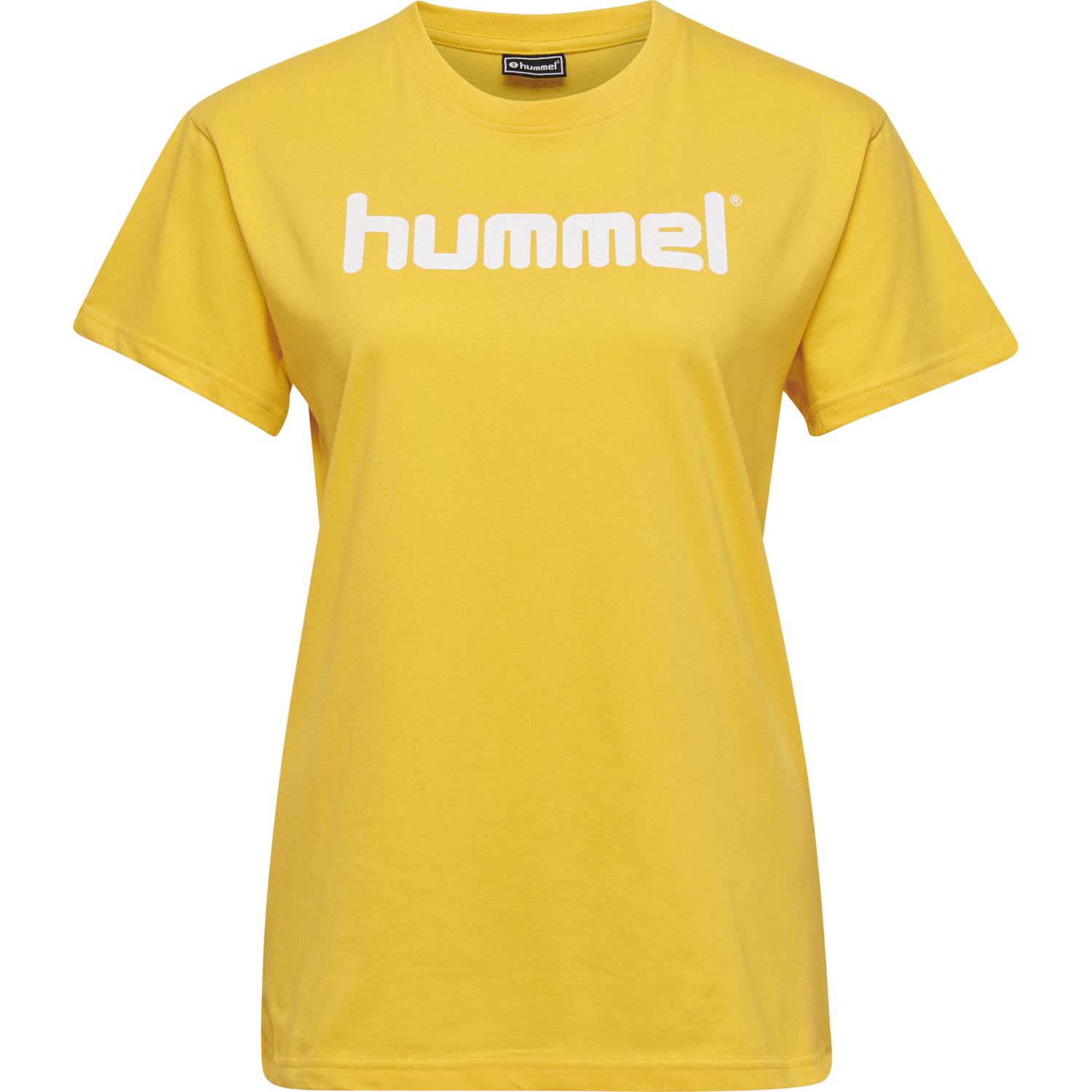 HUMMEL GO COTTON LOGO T-SHIRT WOMAN S/S, SPORTS YELLOW, packshot