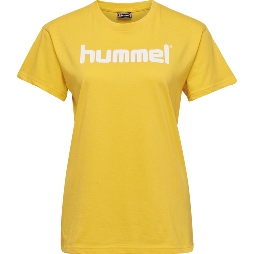 HUMMEL GO COTTON LOGO T-SHIRT WOMAN S/S, SPORTS YELLOW, packshot