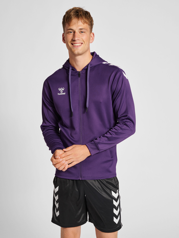 hmlCORE XK POLY ZIP HOOD SWEAT, ACAI, model