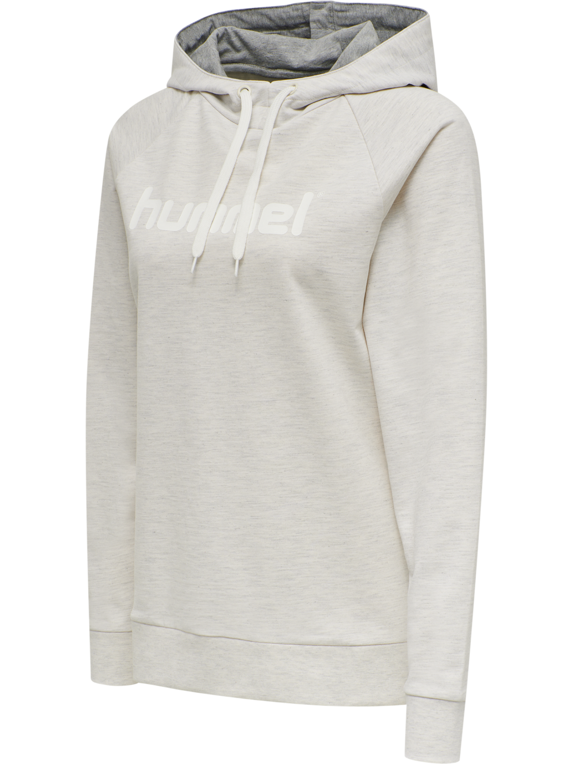 HMLGO COTTON LOGO HOODIE WOMAN, EGRET MELANGE, packshot
