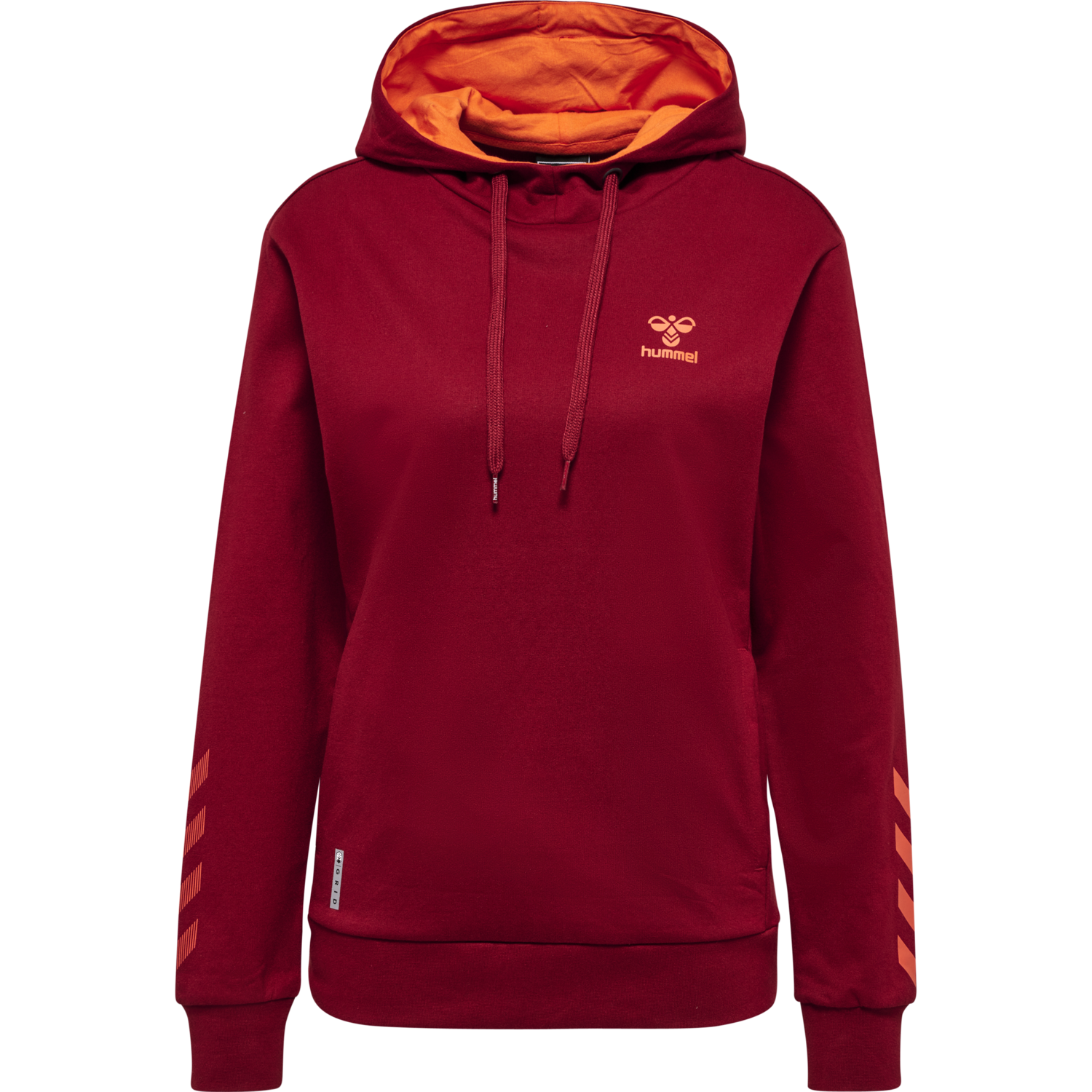 hmlOFFGRID COTTON HOODIE WO, RHUBARB/NASTURTIUM, packshot